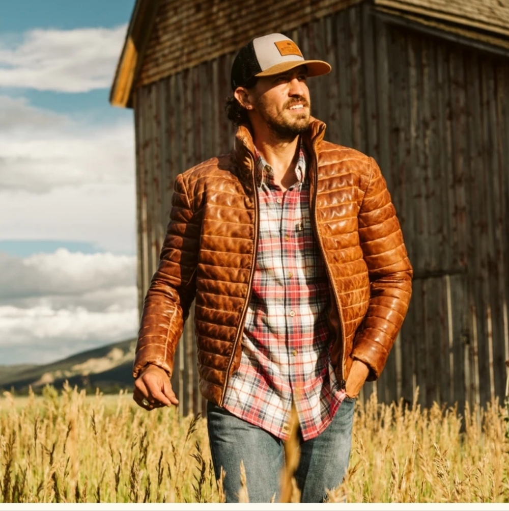 Buffalo Jackson Bridger Leather Down Quilted Jacket Men's